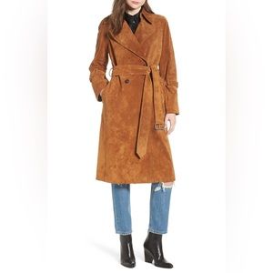Avec Les Filles Brown Suede Trench Coat